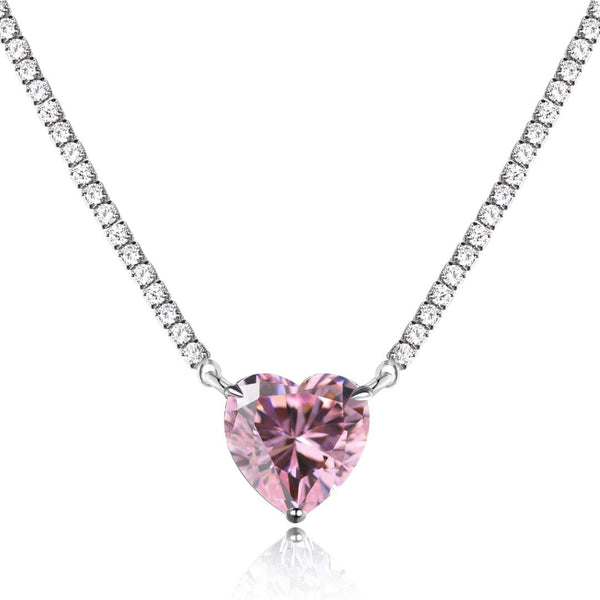 ˇFashion StreetˇVersatile Colorful Sweet Heart-Shaped Tennis Necklace