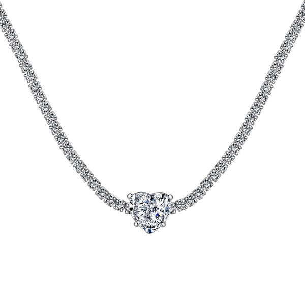 ˇFashion StreetˇSparkling Tennis Heart Cut Necklace