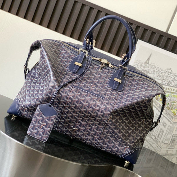 BOWLING 45 BAG IN NAVY BLUE GOYARDINE CANVAS AND CALFSKIN TRIM