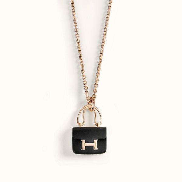 ˇFashion StreetˇCONSTANCE BLACK PEDANT PINK GOLD NECKLACE