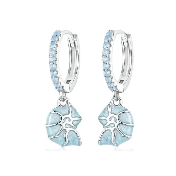 ˇFashion StreetˇBlue Conch Ear Buckles Sea Shell Drop Hypoallergenic Earrings
