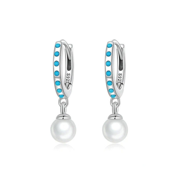 ˇFashion StreetˇTurquoise Pendent Shell Bead Drop Earrings