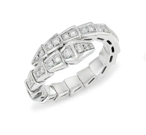 ˇFashion StreetˇSERPENTI RING SILVER DIAMOND PAVED 4MM
